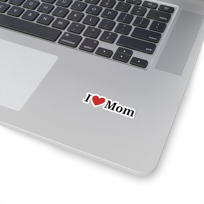 I  Mom Kiss-Cut Sticker — Retro 'I Love Mom' Laptop & Water Bottle Decal for Mother’s Day