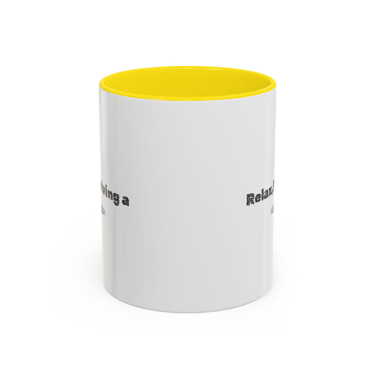 Ceramic coffee mug with "Relax, I’m Driving" UFO accent design, available in 11 or 15 oz, by Printify.