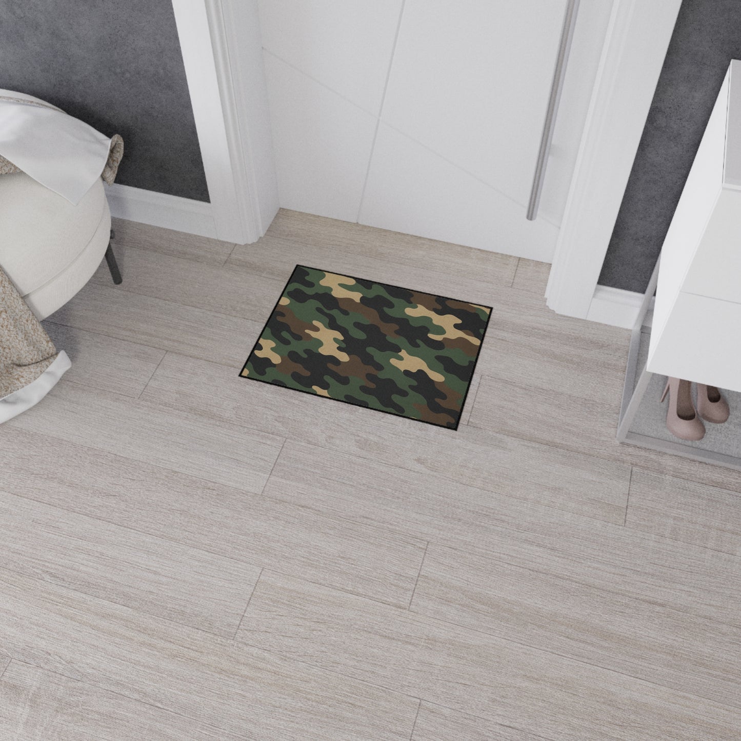 Printify heavy-duty floor mat with durable rubber backing and textured surface for indoor or outdoor use.