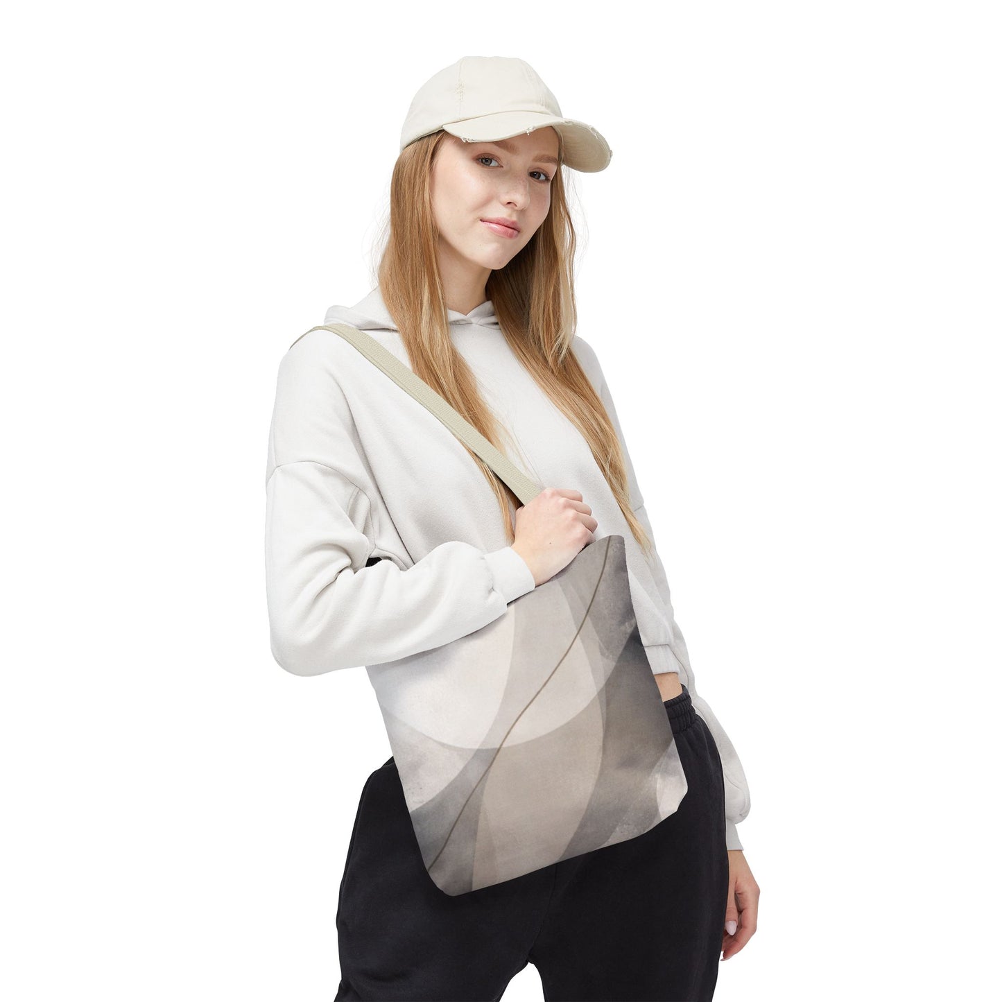 Neutral Abstract Watercolor Waves Tote Bag | All-Over Print