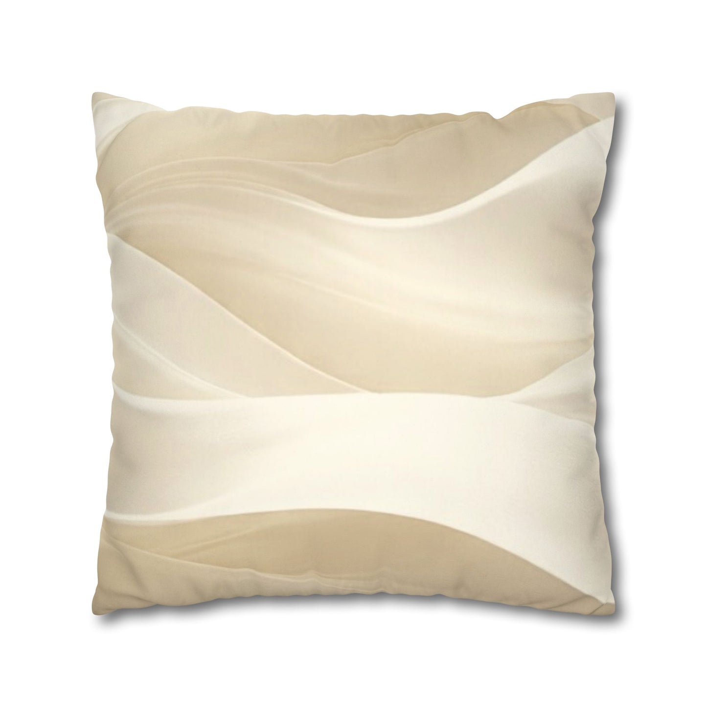 Beige Abstract Wave Pillowcase | Faux Suede Square Pillow Cover
