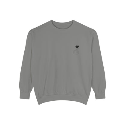 Unisex Garment-Dyed Sweatshirt with Heart Design - Cozy & Stylish