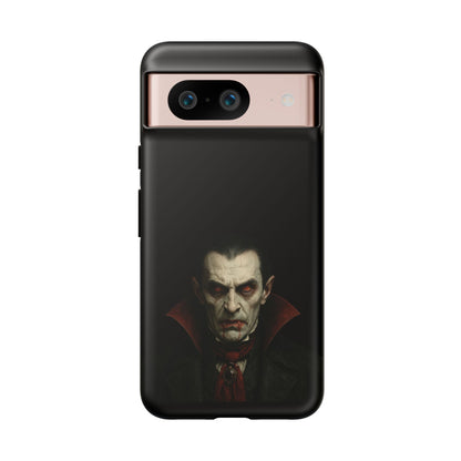 Gothic vampire portrait phone case for iPhone featuring a Dracula horror design by Printify.