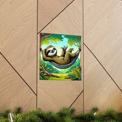 Sloth Hammock Matte Poster — Tropical Relaxation Wall Art