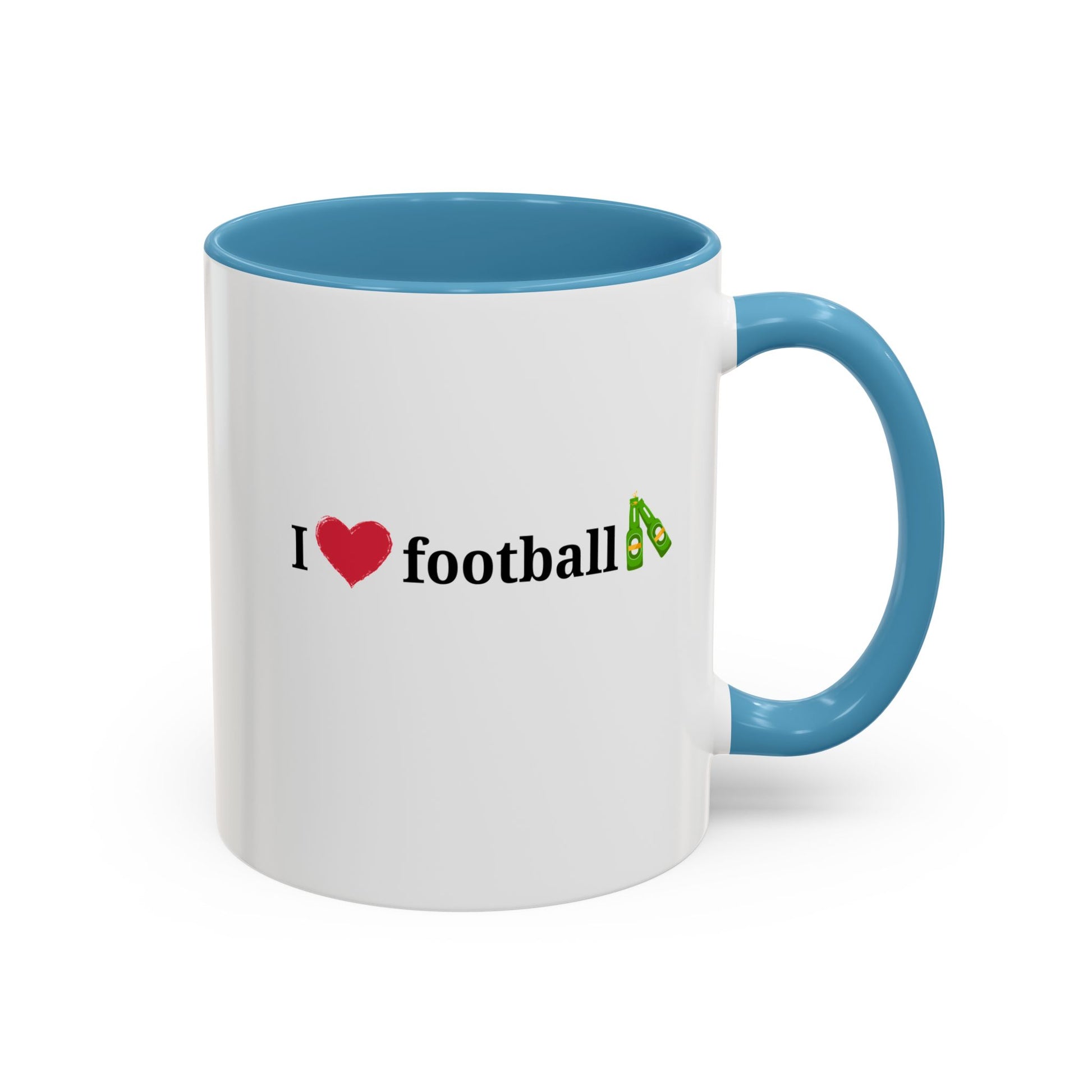 I Love Football Accent Coffee Mug, Perfect Gift for Sports Lovers, Football Enthusiasts, Unique Mug for Game Days, Home or Office Decor - TRV