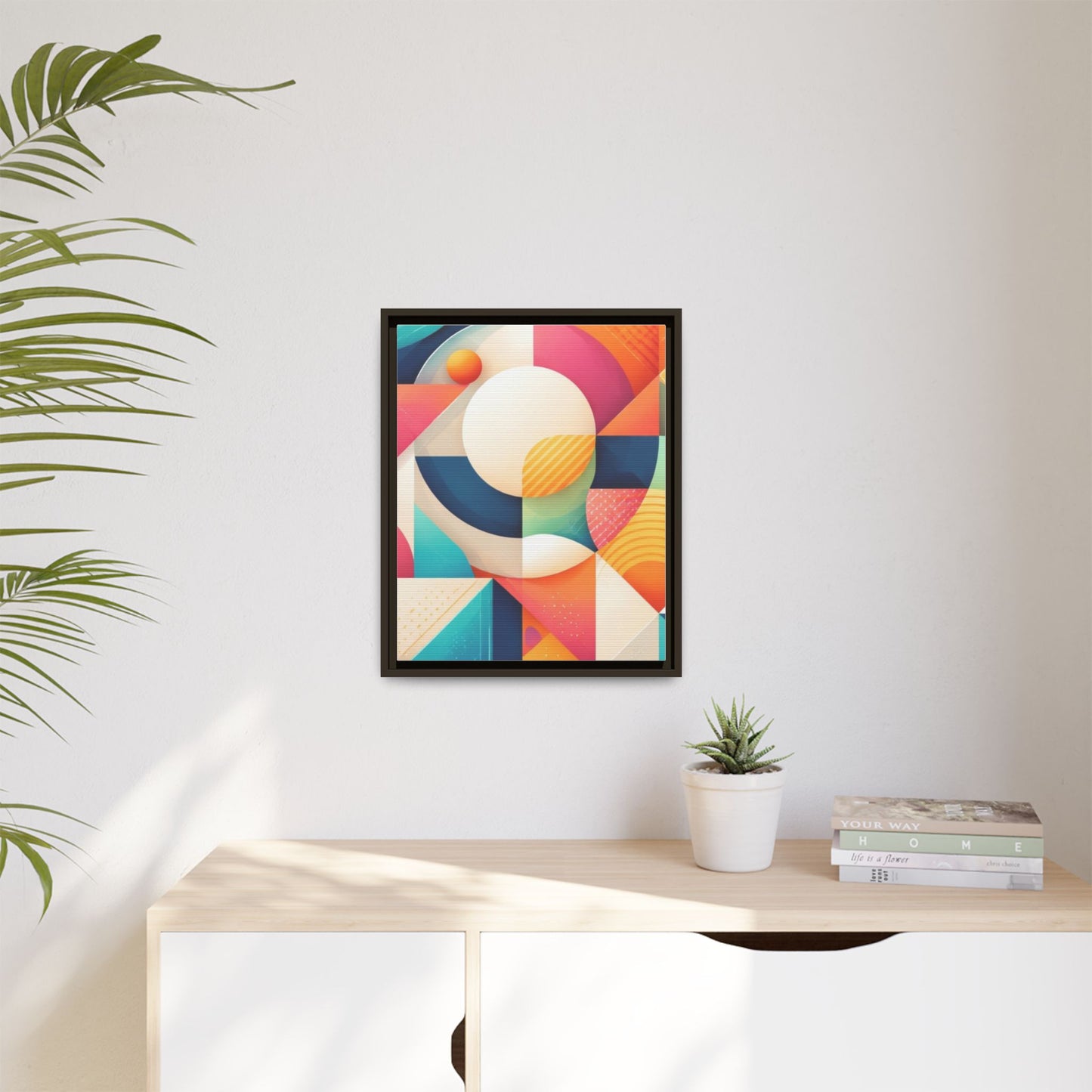Colorful Geometric Abstract Art Matte Canvas Framed