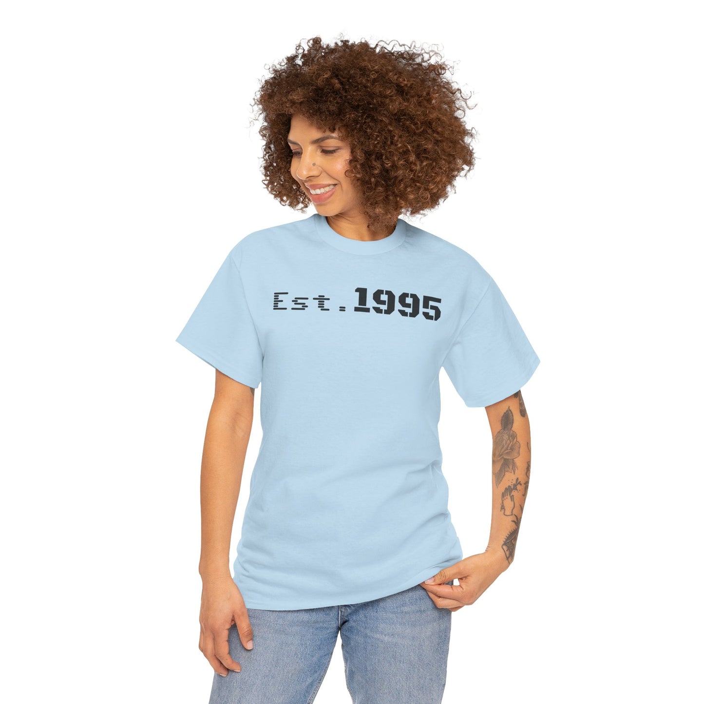 Unisex Heavy Cotton Tee - Est. 1995, Vintage Birthday Gift, Customizable Tee, Retro Unisex Shirt, Casual Everyday Wear