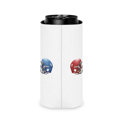 Football Helmet Can Cooler - Red vs Blue Rivalry Koozie