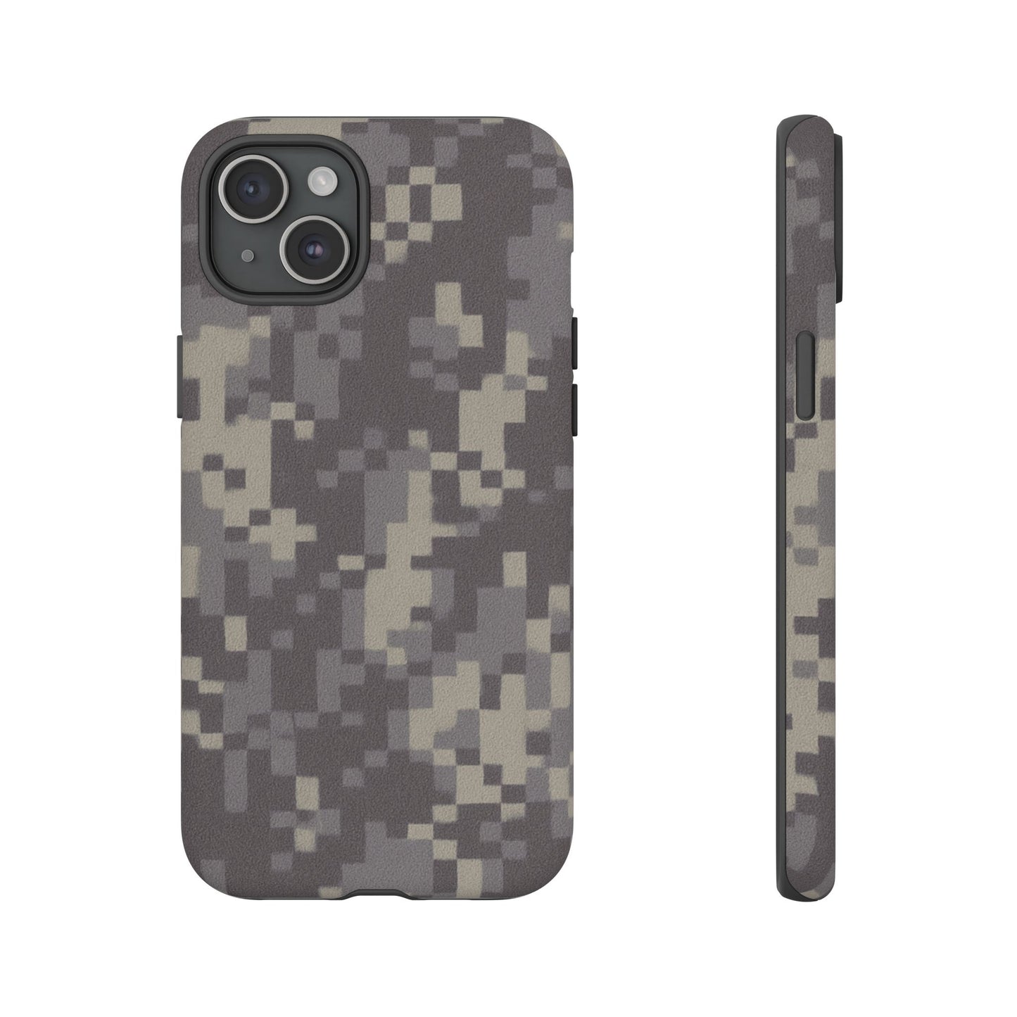 Rugged digital camouflage Printify phone case offering durable protection for smartphones with tough, military-style design.