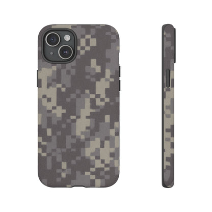 Rugged digital camouflage Printify phone case offering durable protection for smartphones with tough, military-style design.