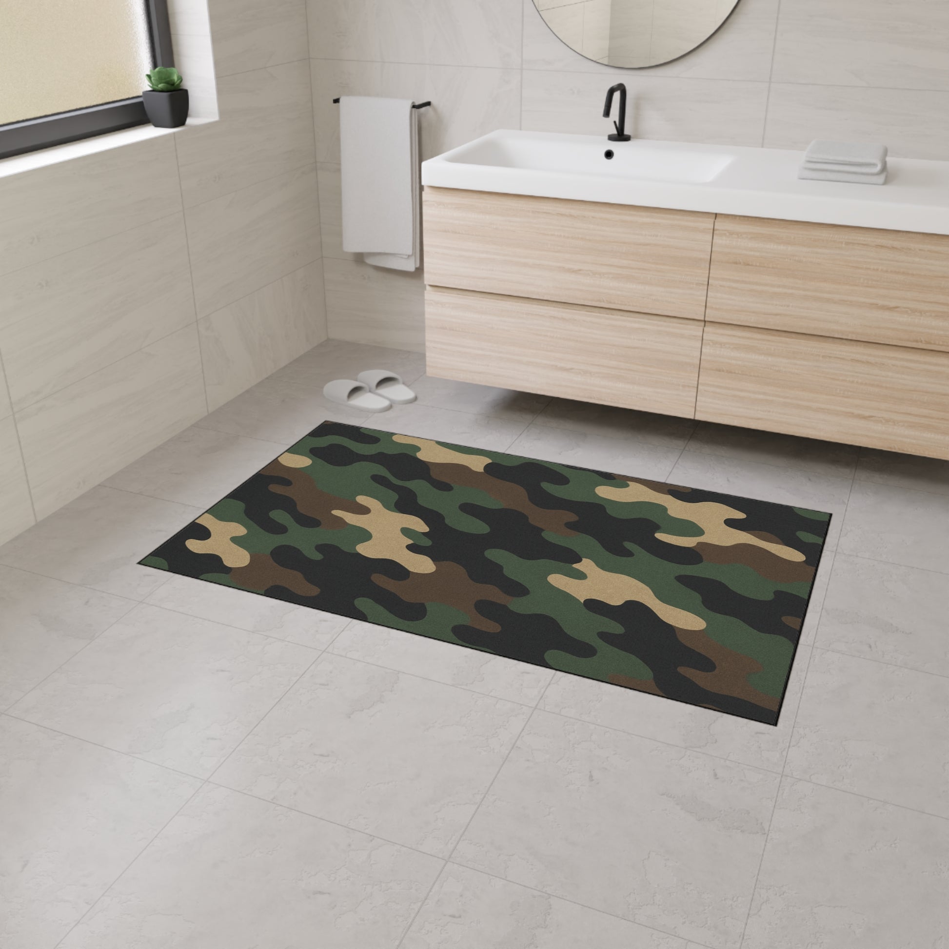 Heavy duty Printify floor mat with durable rubber backing and textured surface for slip resistance and heavy traffic use.