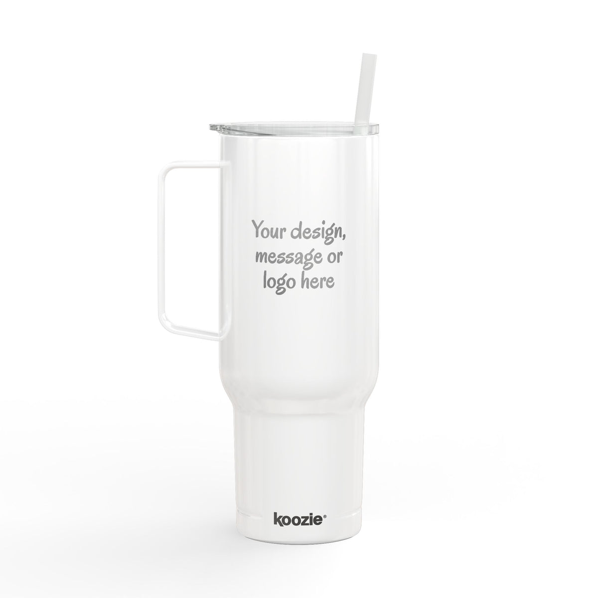 Custom engraved 40oz insulated tumbler with handle, lid and straw - view 7