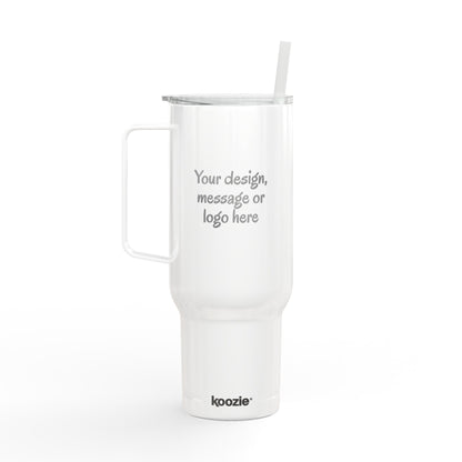 Custom engraved 40oz insulated tumbler with handle, lid and straw - view 7