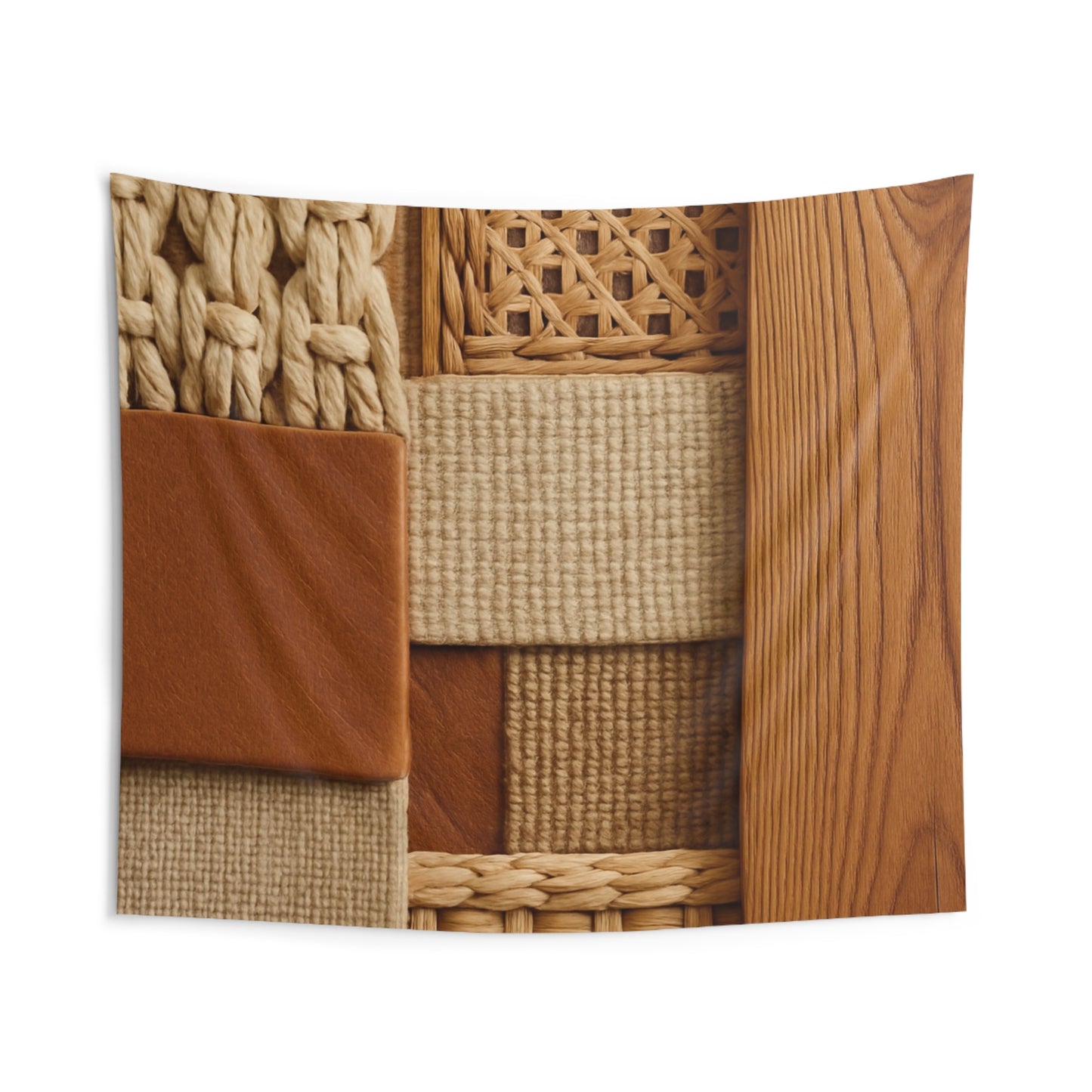 Woven Texture Wall Tapestry — Neutral Boho Patchwork Décor