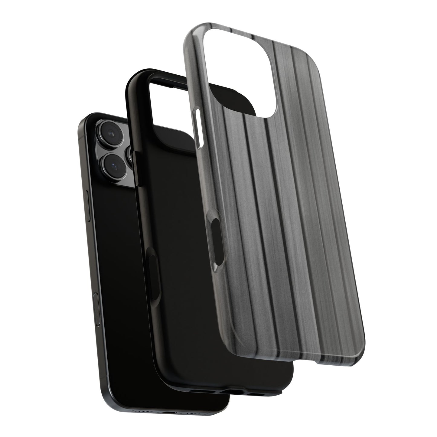 Ribbed metal texture iPhone phone case by Printify offering tough protection and stylish design.