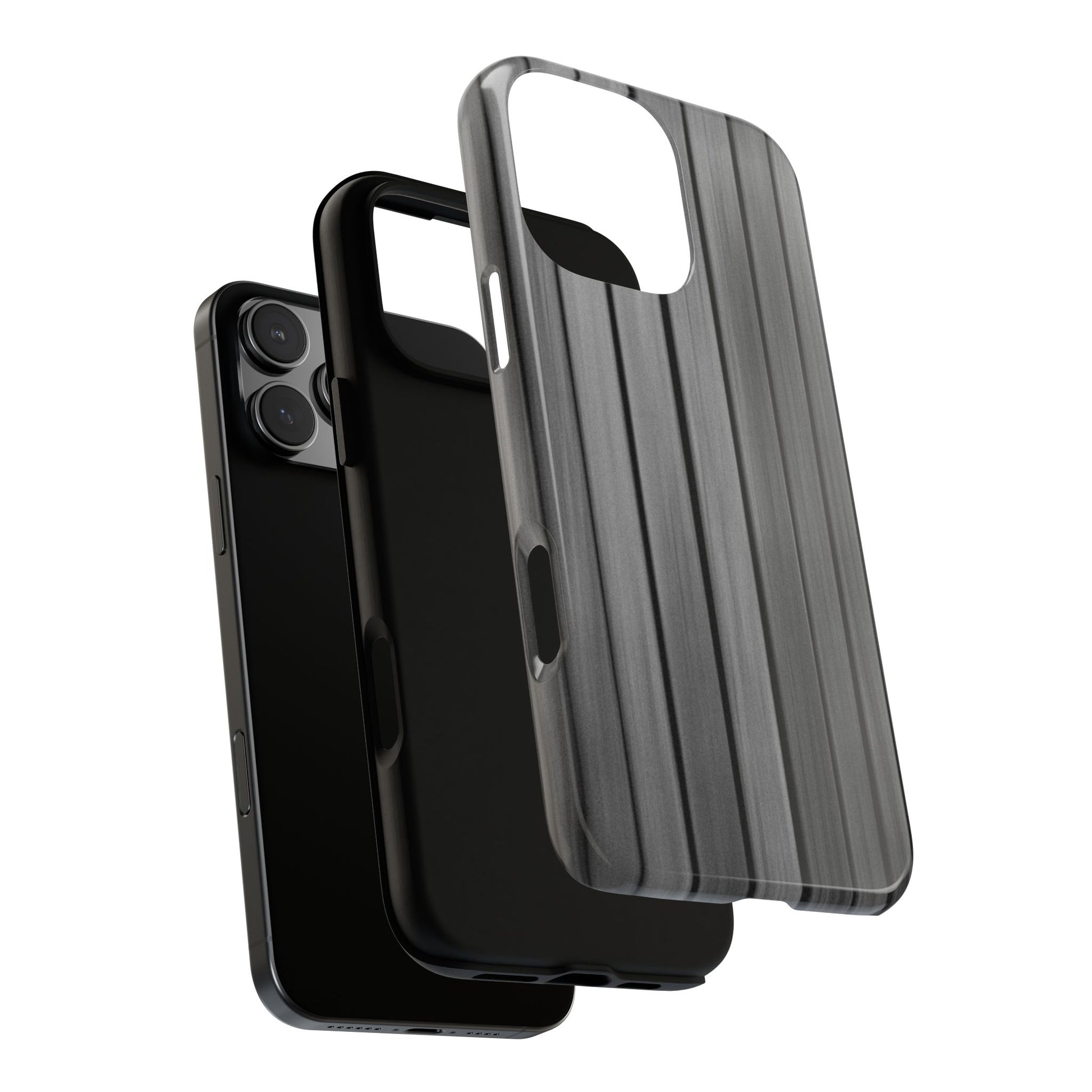 Ribbed metal texture iPhone phone case by Printify offering tough protection and stylish design.