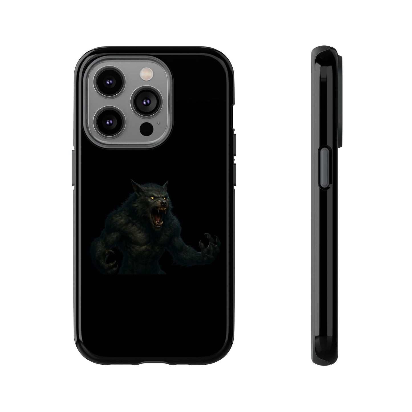 Werewolf phone case with dark monster graphic, tough protective design for a smartphone, by Printify.