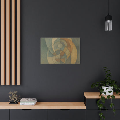 Abstract geometric circles on a matte canvas, printed by Printify, featuring modern, colorful circle patterns on high-quality art canvas.