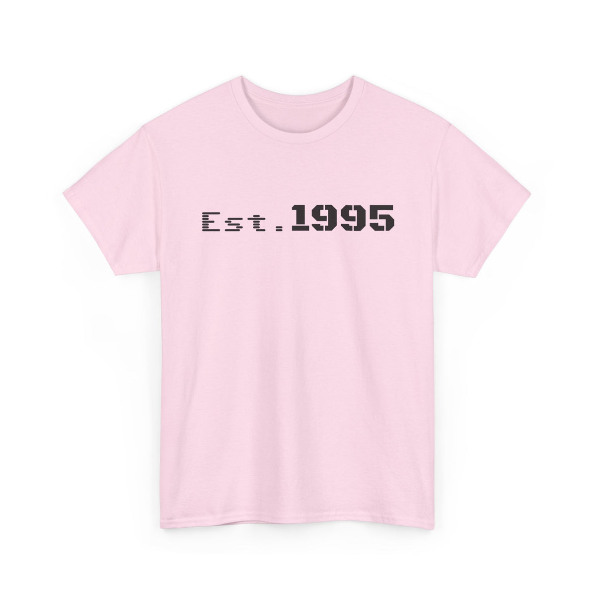 Vintage Est. 1995 T-shirt by Printify featuring minimalist design and born in 1995 birthday theme, shown on a white background.