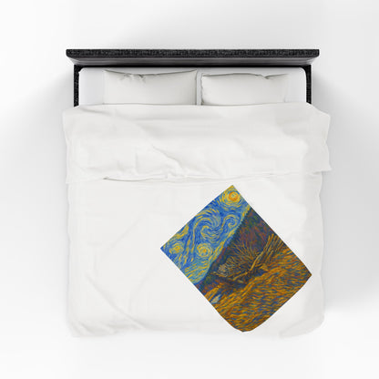 Starry Night Velveteen Plush Blanket, Cozy Throw Blanket for Home Decor, Gift for Art Lovers, Perfect for Christmas or Home Warmth - TRV