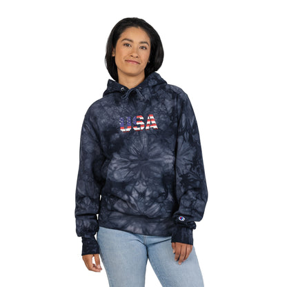 Champion Tie-Dye Hoodie - USA Embroidery, Unisex Hoodie, Trendy Casual Wear, Gift for Him, Outdoor Jacket - TRV