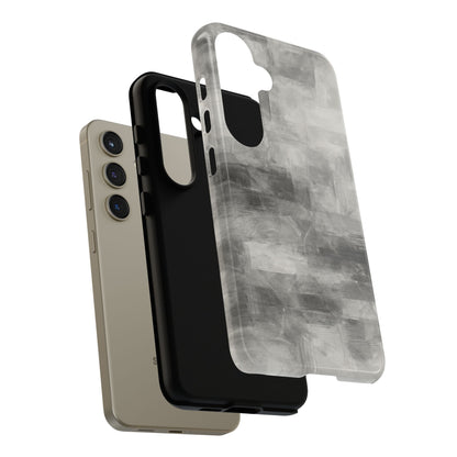 Abstract gray grid phone case for iPhone, tough protective cover by Printify with modern geometric design.