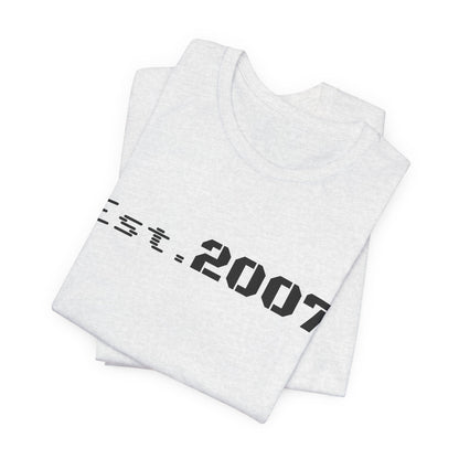 Vintage Printify Est. 2007 T-Shirt featuring the established year design on a casual cotton tee.