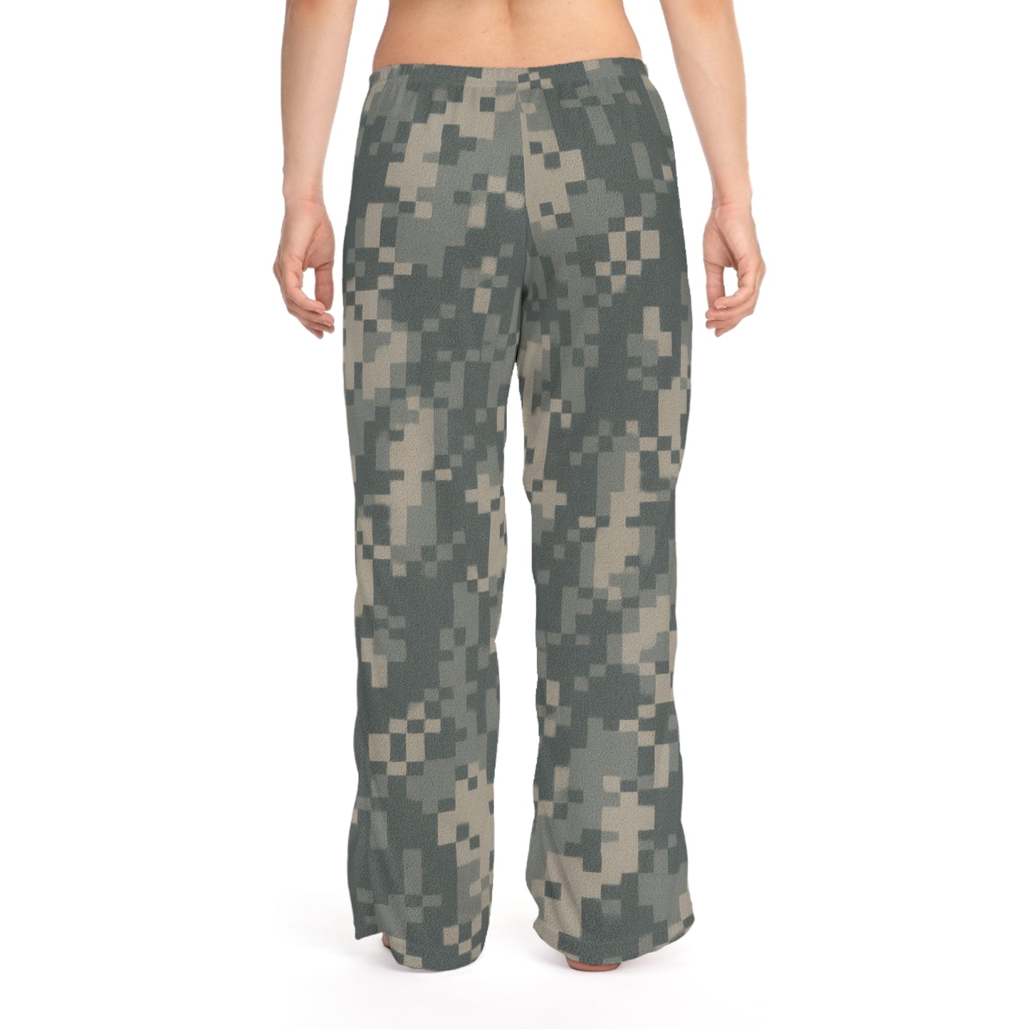 Camo women's pajama pants with digital army print, all-over camouflage design, comfortable lounge sleepwear from Printify