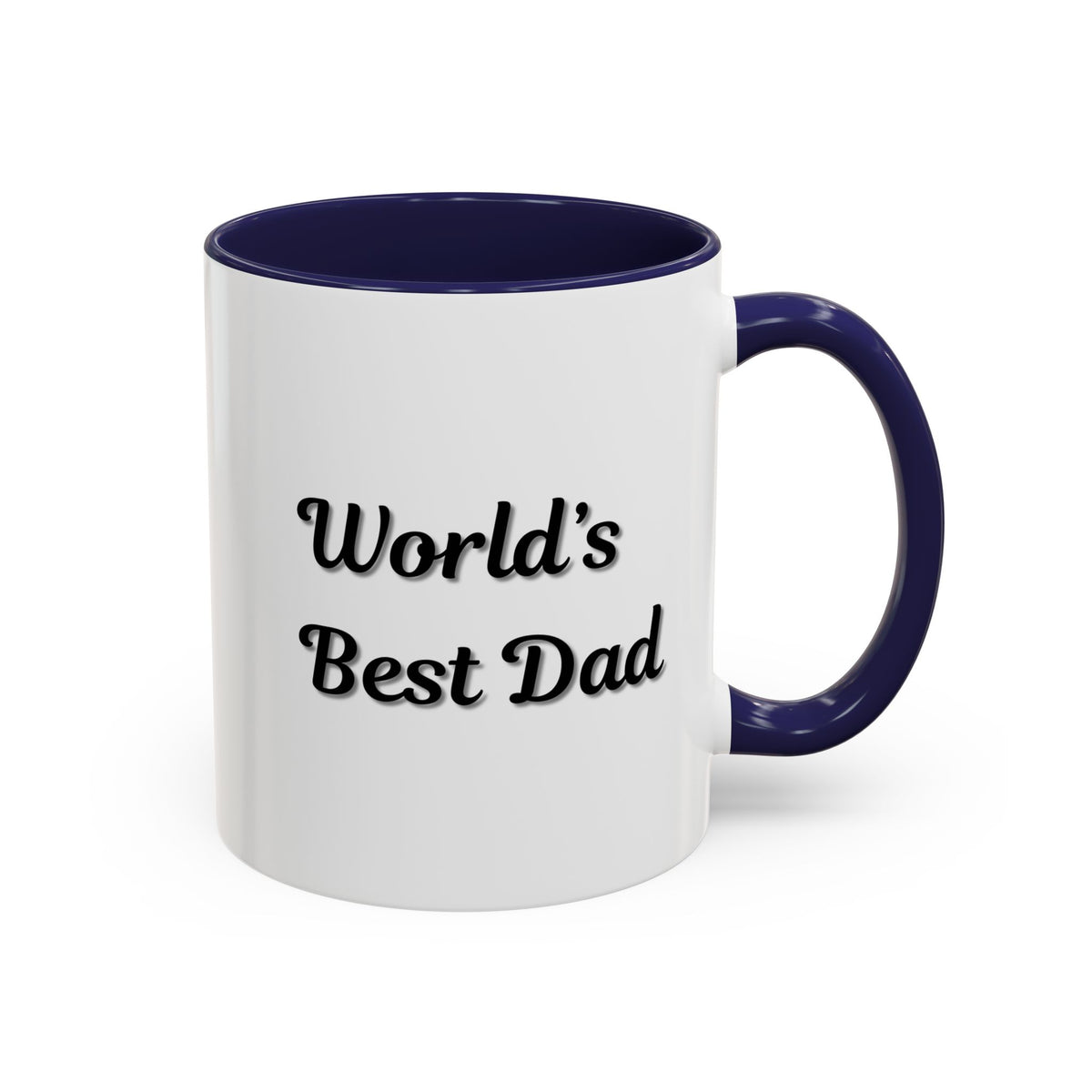 Black trim coffee mug with "World's Best Dad" accent design, 11oz or 15oz size, by Printify, shown with a plain background.