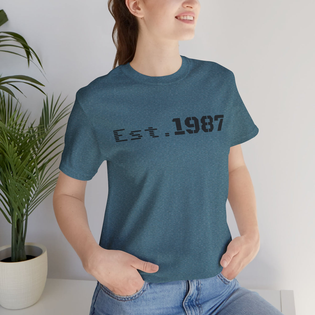Vintage Est. 1987 T-Shirt by Printify featuring retro-inspired design and classic fit, perfect for 1987 born enthusiasts.