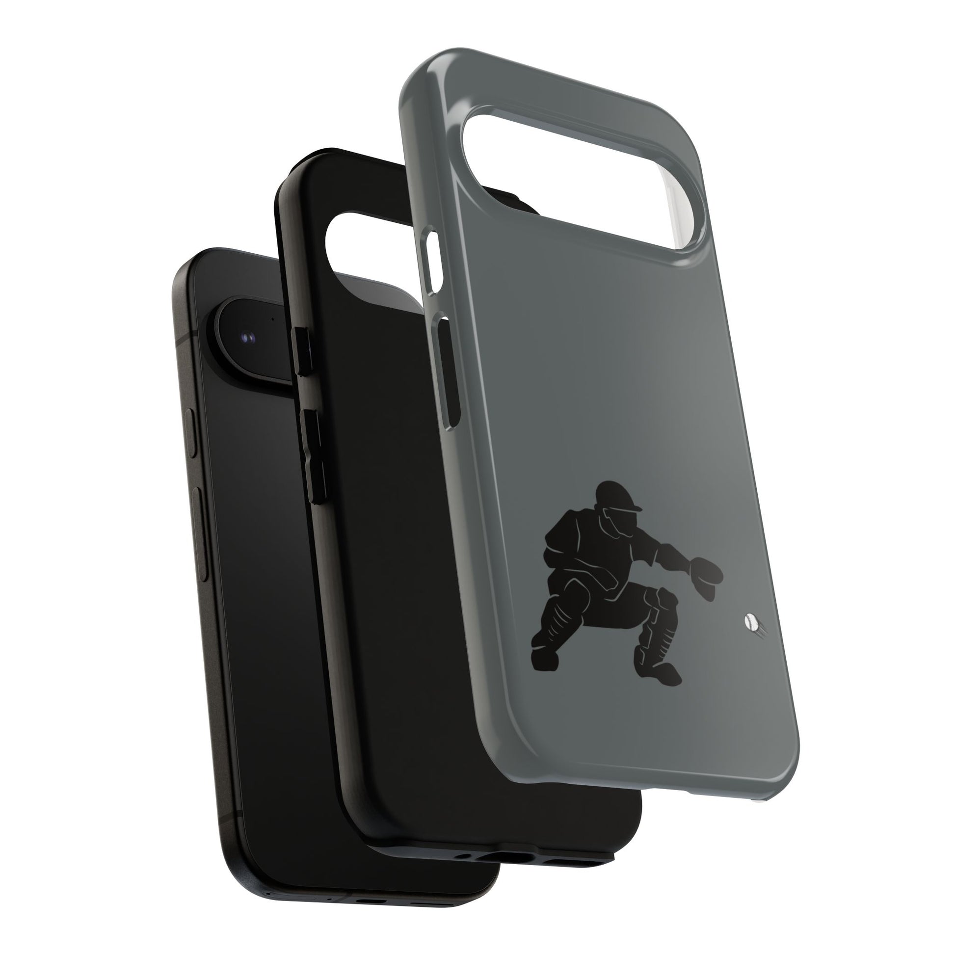 Printify baseball catcher phone case, tough protective cover with baseball glove and ball design for iPhone or smartphone.