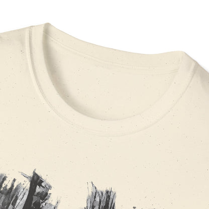 Unisex Softstyle T-Shirt with Abstract Landscape Art, Casual Wear, Gift for Art Lovers, Everyday Fashion, Nature Inspired Tee - TRV