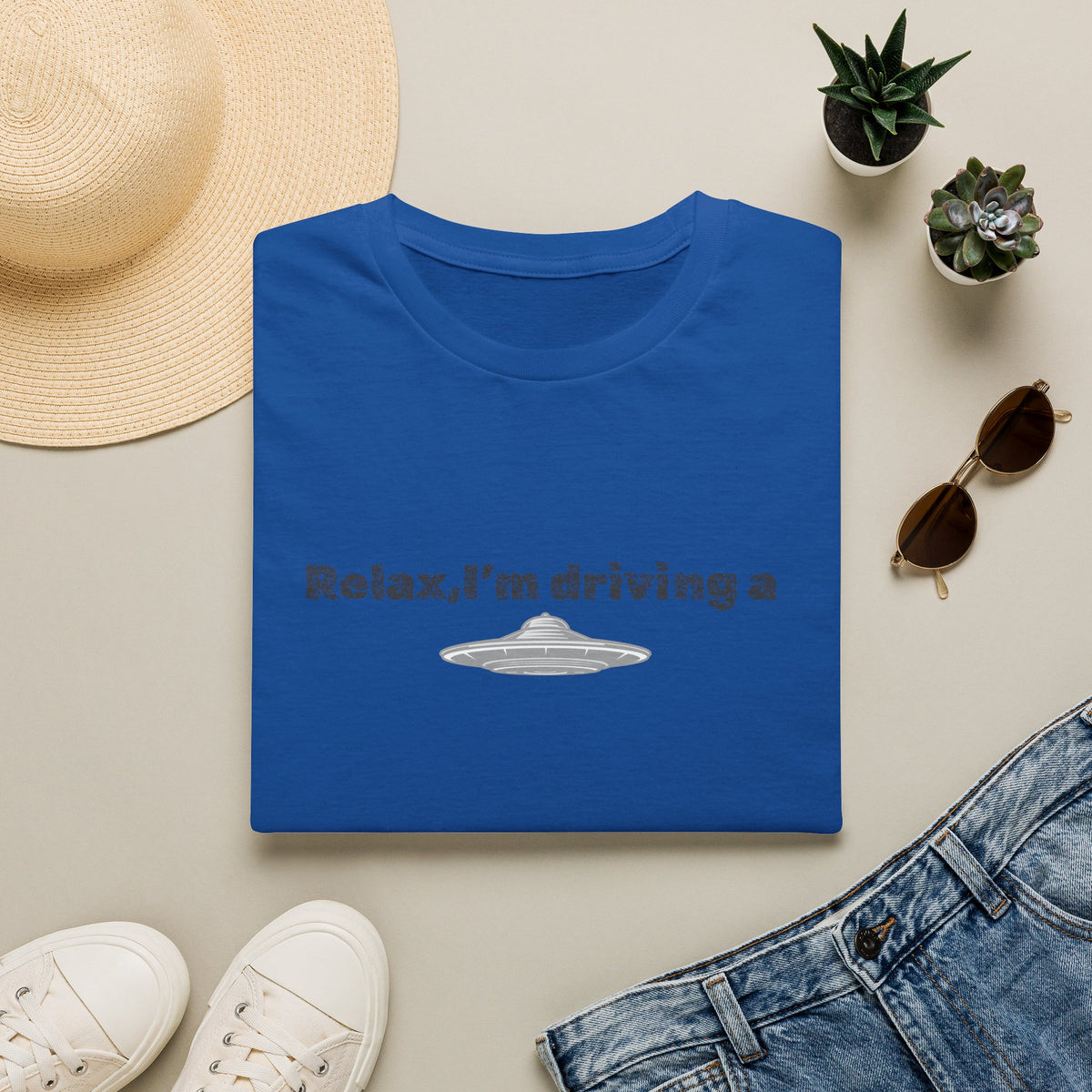 Black UFO T-Shirt by Printify featuring a humorous alien graphic design, perfect for sci-fi fans and casual wear.