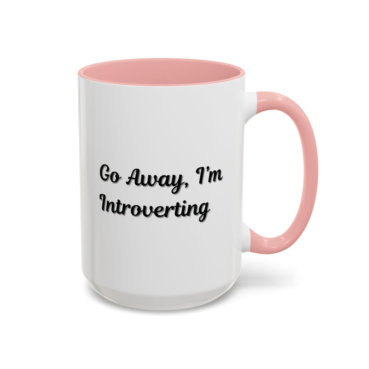 Ceramic coffee mug with "Go Away, I'm Introverting" text, 11 oz, black handle, ideal for introverts.
