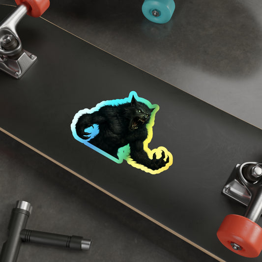Holographic werewolf sticker by Printify featuring a rainbow shimmer die-cut design on glossy paper.