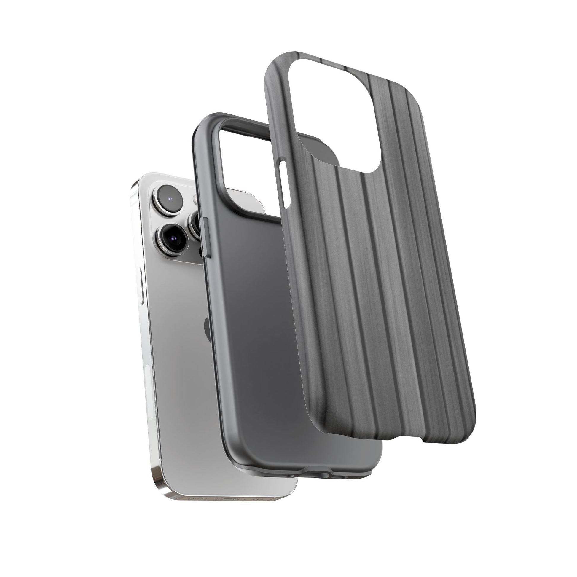 Ribbed metal texture iPhone phone case by Printify, tough protective cover with rugged design and durable metal finish.