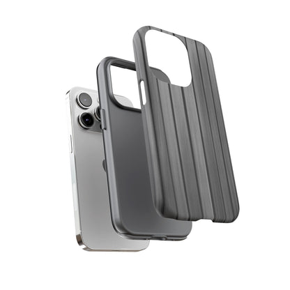 Ribbed metal texture iPhone phone case by Printify, tough protective cover with rugged design and durable metal finish.