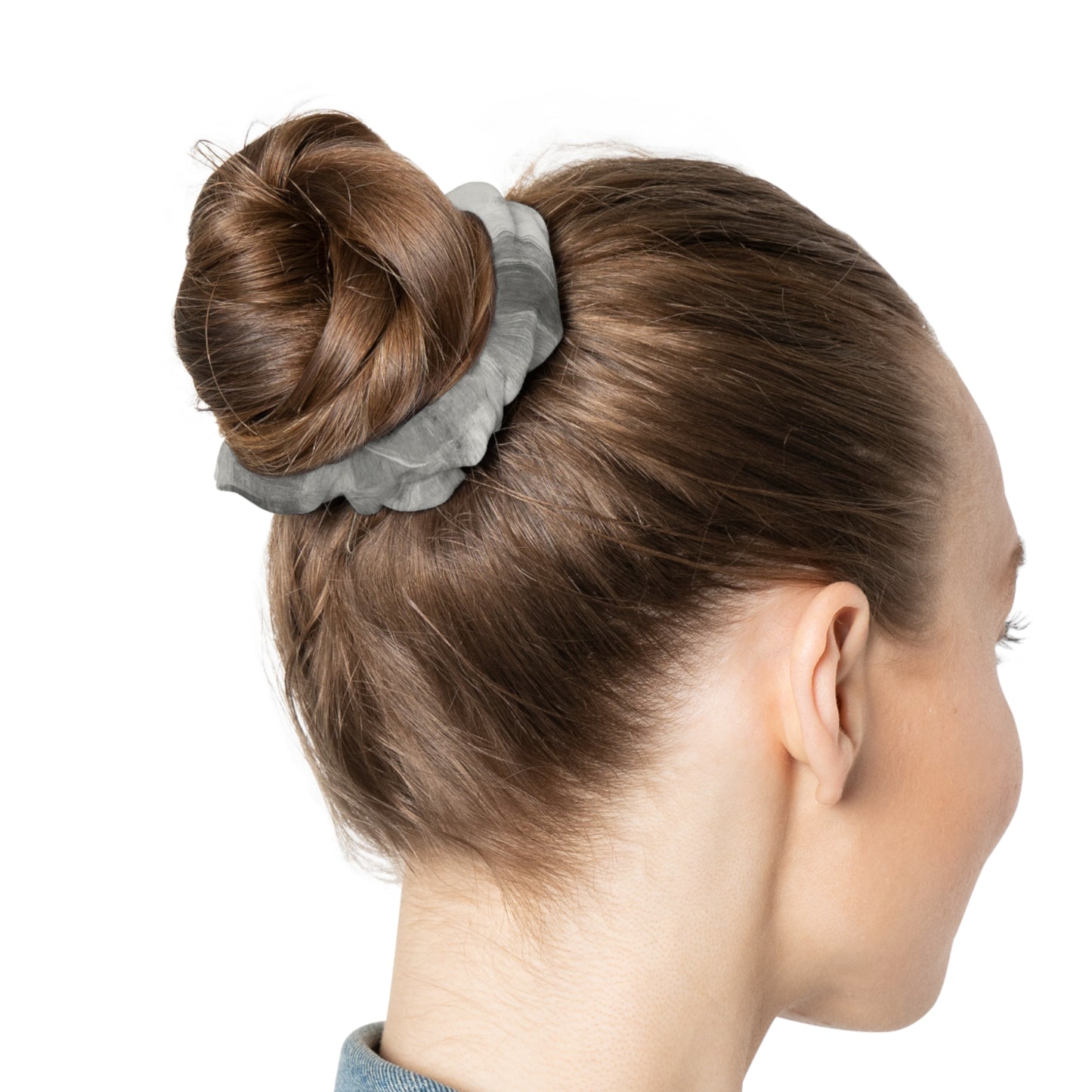 Gray Marble Scrunchie — Elegant Tie-Dye Hair Accessory
