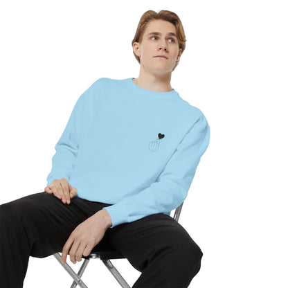 Unisex Garment-Dyed Sweatshirt with Heart Design - Cozy & Stylish