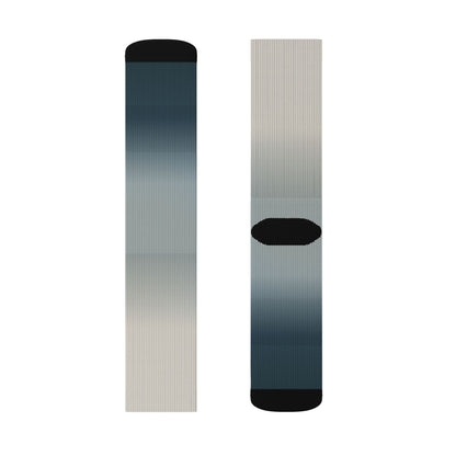 Blue Gray Ombre Sublimation Socks | Gradient Crew Socks