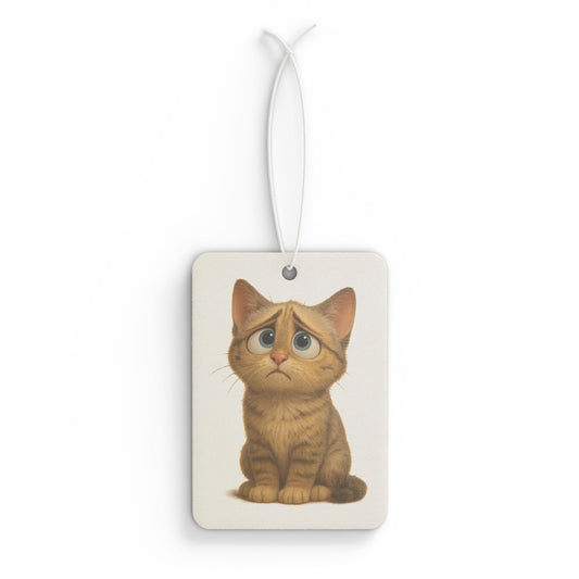Cute cat-shaped car air freshener accessory by Printify, featuring a playful design for cat lovers.