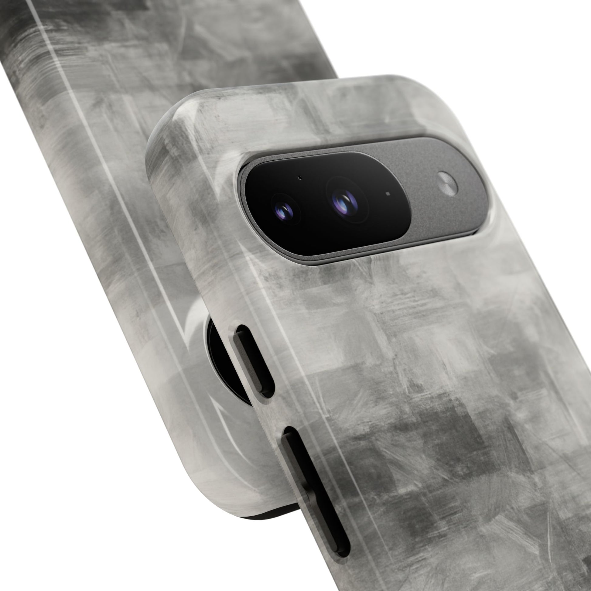 Abstract gray grid phone case for iPhone, tough protective cover by Printify with modern geometric design.