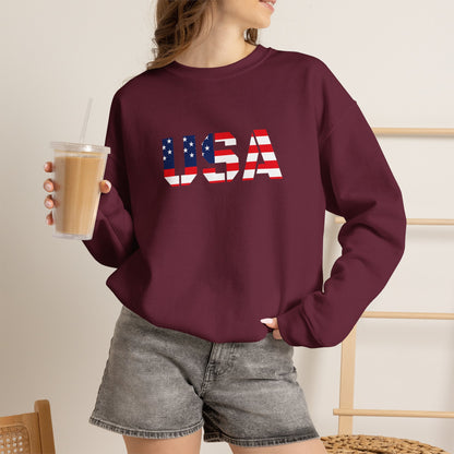 USA Flag Unisex Crewneck Sweatshirt, Cozy Apparel, Casual Wear, Independence Day Gift, Americana Style