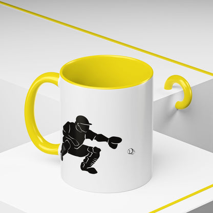 Baseball Catcher Coffee Mug, Sports Gift for Coaches, Black Accent Mug for Fans, Perfect for Birthdays & Celebrations, Unique Cup - TRV