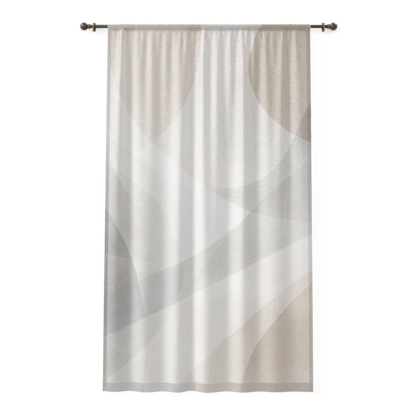 Neutral Abstract Wave Window Curtain | Sheer Modern Drapery