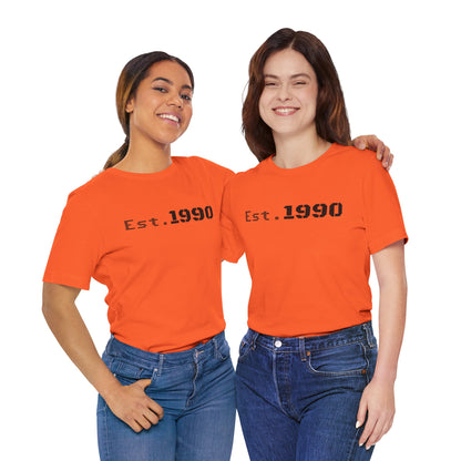 Vintage Est. 1990 T-Shirt by Printify featuring a classic design celebrating a birth year on a comfortable cotton tee.