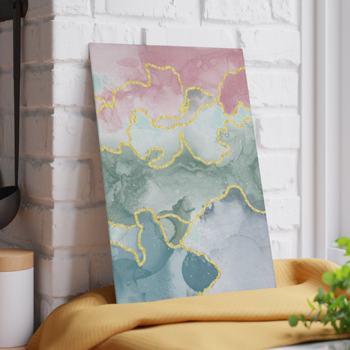 Pastel Marble Gold Vein Glass Cutting Board - view 12