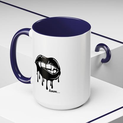 Black Dripping Bite Coffee Mug by Printify, 11oz or 15oz ceramic mug with a dripping bite design and black accent.