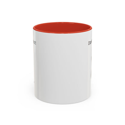 Ceramic cat coffee mug with "Don't rush, it's hot!" message, 11 oz, featuring a playful cat design on a white background
