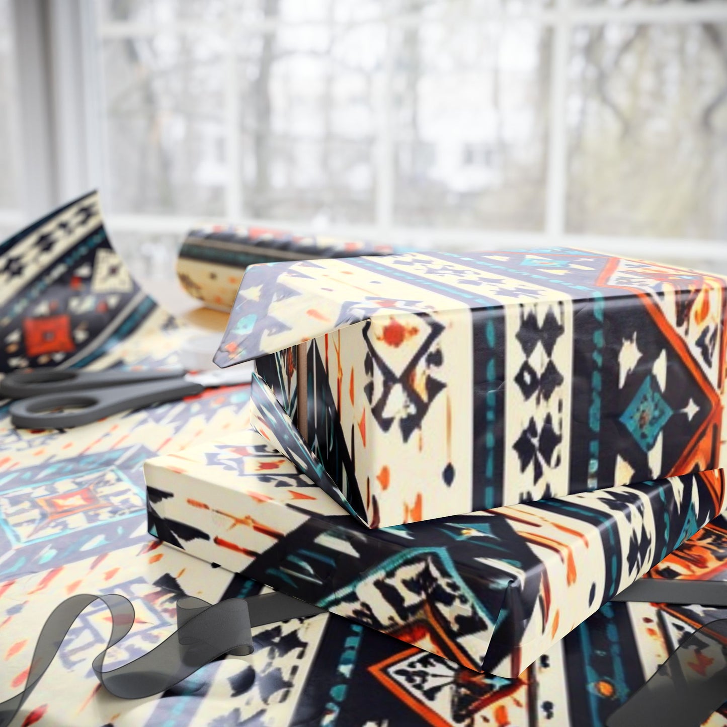 Southwestern Aztec Pattern Wrapping Paper Roll — Rustic Tribal Gift Wrap